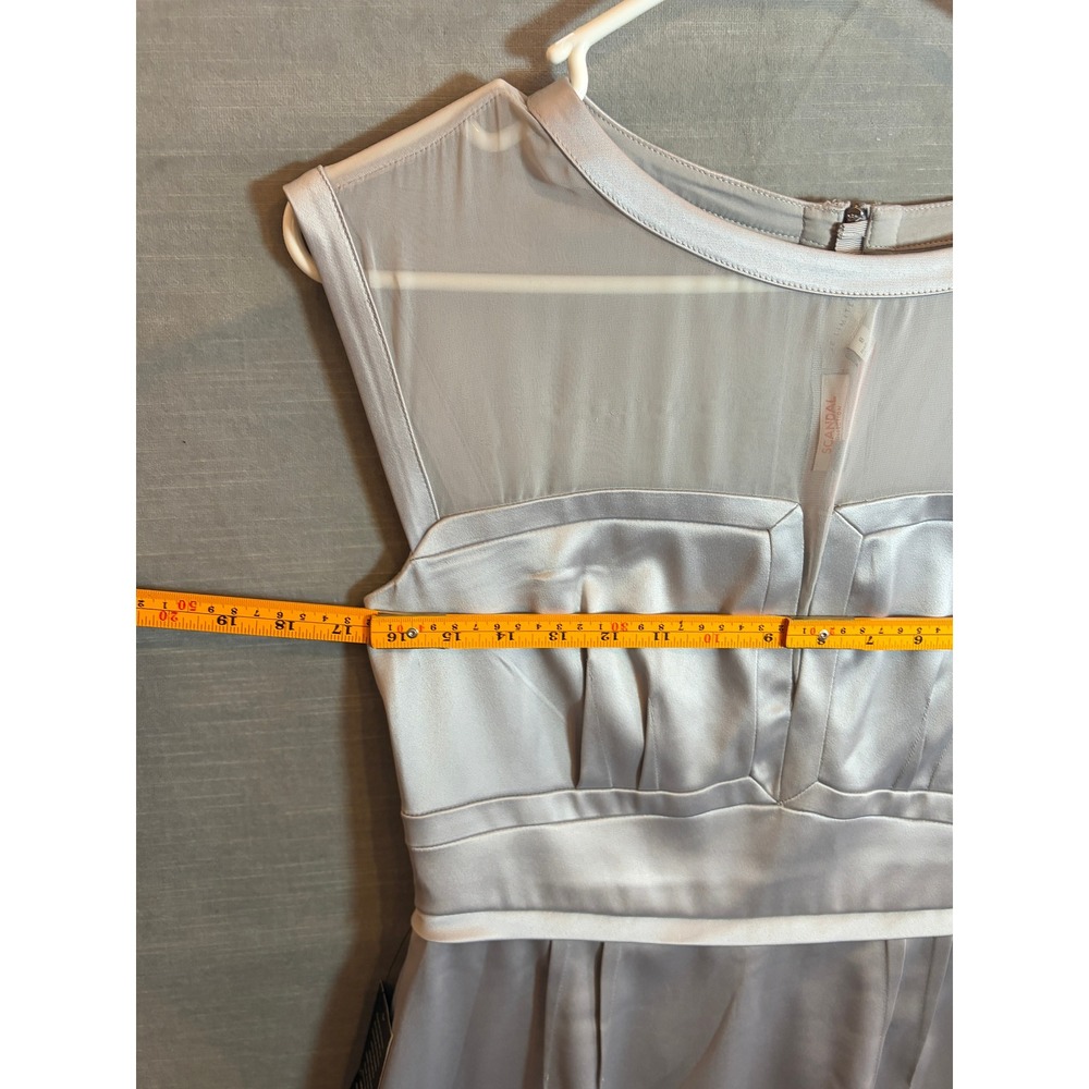 The Limited Scandal Collection Silver Satin Sheath Dress Sheer Mesh Neckline,NWT - Picture 8 of 10